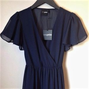 ASOS petite navy chiffon maxi dress